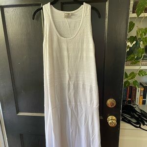 Maxi knit white summer sleeveless dress